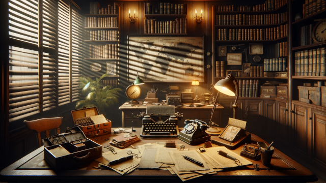 An escape room based on a 1950s private detective office